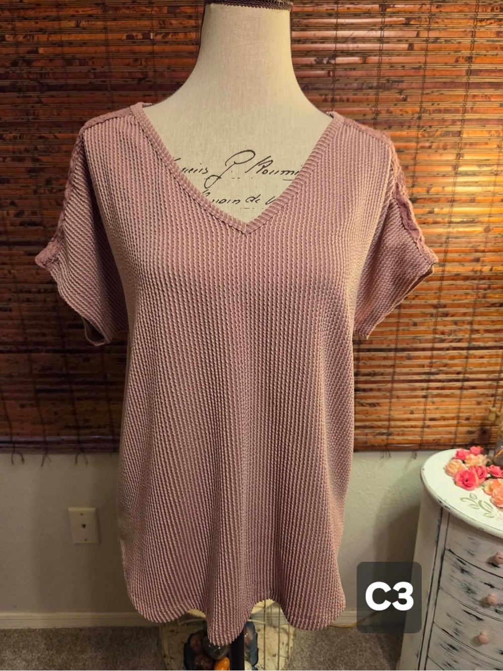 Maurices Dusty Rose V-Neck Short Sleeve Knit Tunic